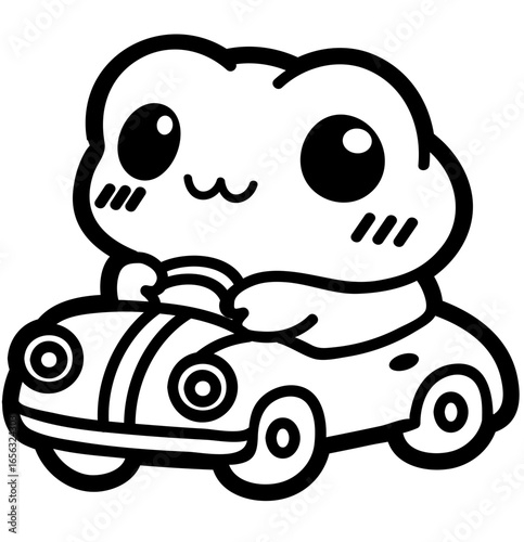 cute frog driving car - layered cut file - animal clipart