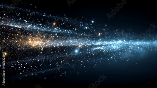 the image displays a luminous, dynamic flow of light particles on a dark background