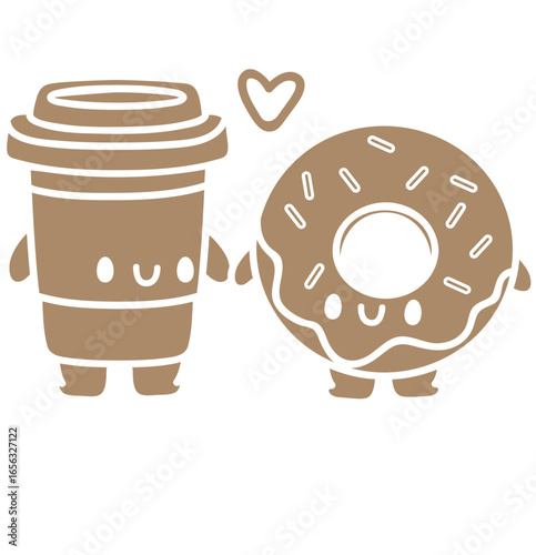 cute breakfast couple food - layered cut file - food clip art
