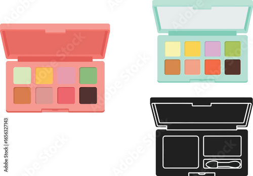 Colorful eyeshadow palette makeup beauty cosmetic product set