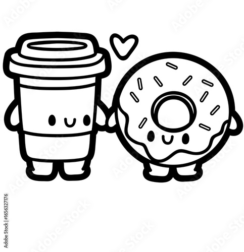 cute breakfast couple food - layered cut file - food clip art