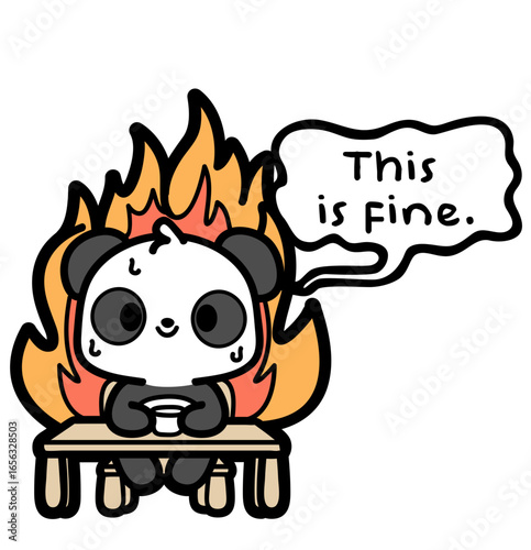 cute meme this is fine panda - layered cut file - funny sticker