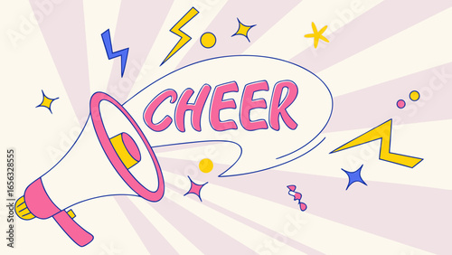 Cheer megaphone announcement vector graphic for sports team support and school spirit designs and cheerleading