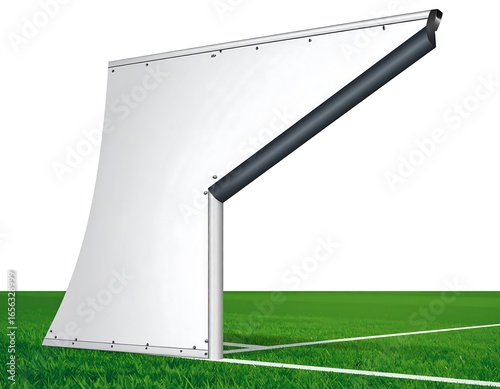 Portable, curved, fabric sports screen