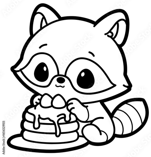 cute raccoon eating pancakes-layered cut file - food sticker