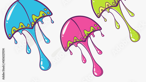 Colorful umbrella dripping paint vector illustration for creative design projects and decoration art work