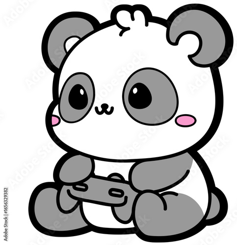 cute panda gamer nerd - layered cut file