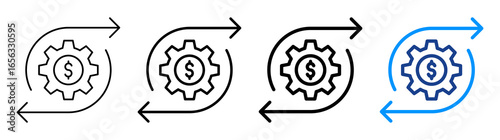 Cash Flow Icon Different Style Outline Collection Set
