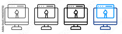 Web Design Icon Different Style Outline Collection Set