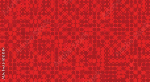 Vector illustration of abstract geometric pattern of red circles and squares in a grid formation on a