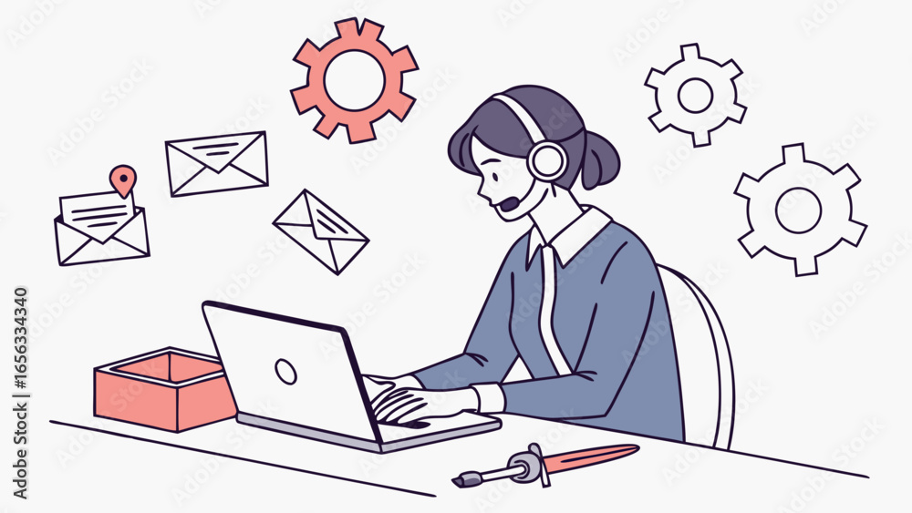 Fototapeta premium Customer service representative working on laptop 5.