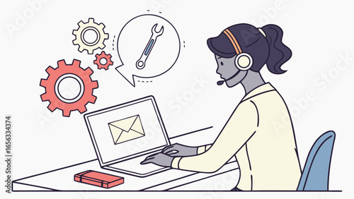 Customer Service Representative Working on Laptop 6.