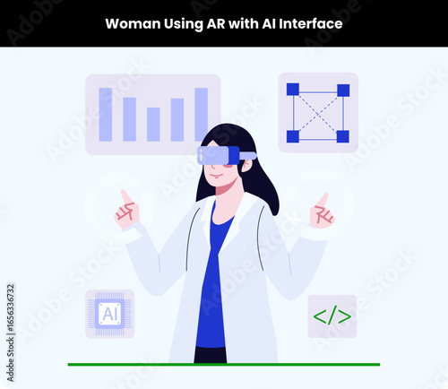 Woman Using AR with AI Interface