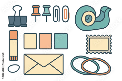 And Stationery Supplies Icon Set