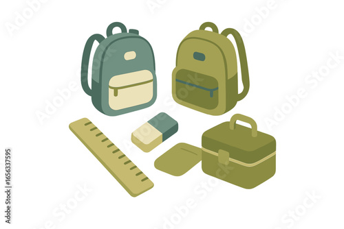 School Supplies Collection: Backpacks, Ruler, Eraser, Lunchbox