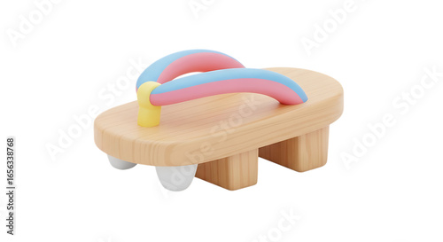 Colorful wooden toy inspired by summer sandals, ideal for imaginative play and early childhood development