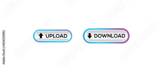 Vector art of upload and download buttons with arrows in modern design
