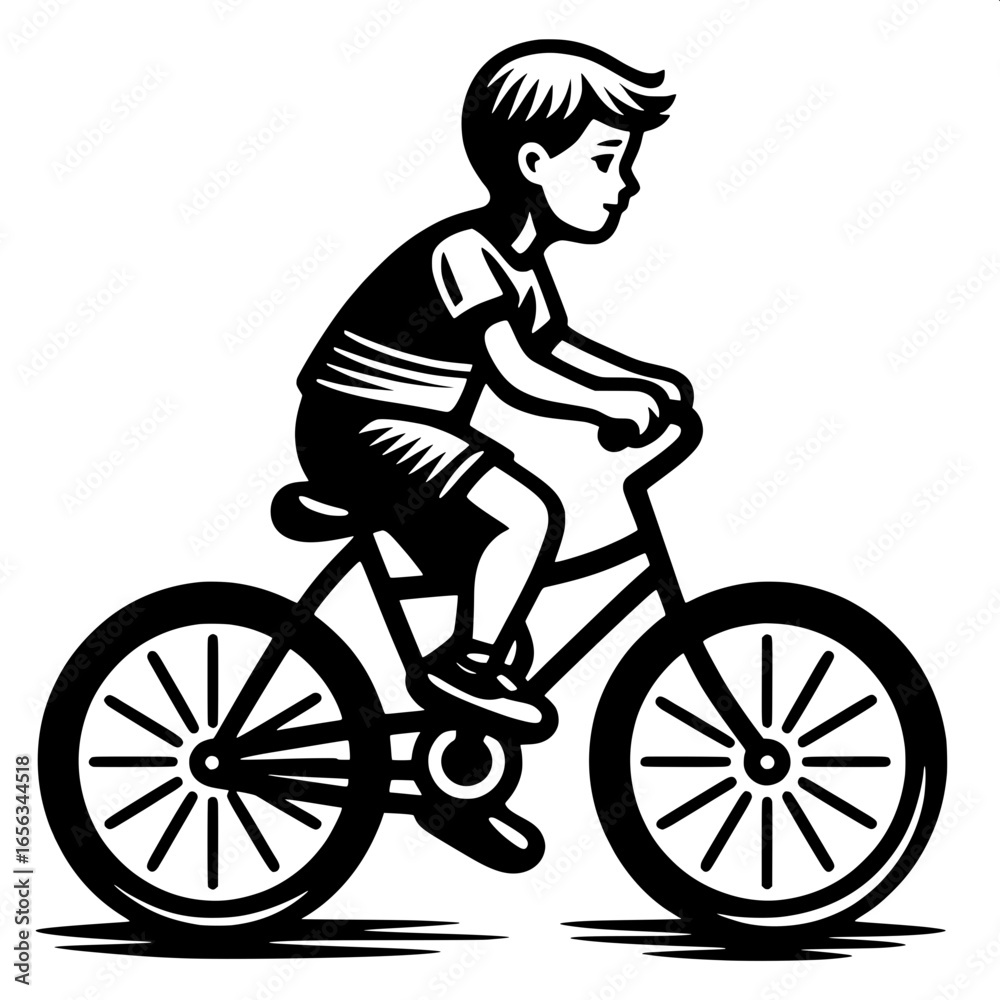Obraz premium Boy on Bicycle | Simple Outline