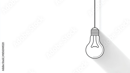 Simple line drawing of a lightbulb hanging down, casting a long shadow