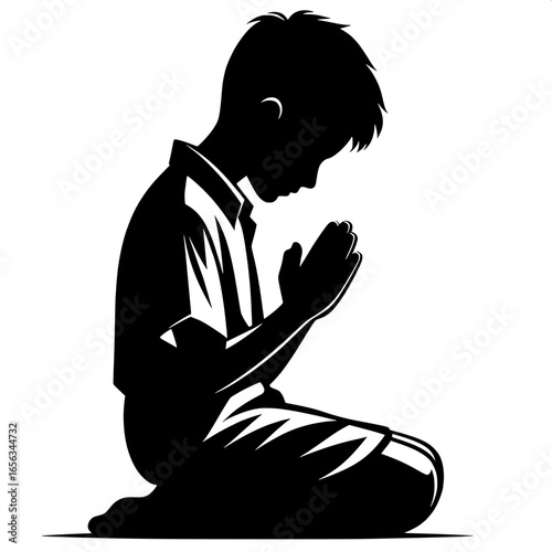 Boy Praying | Peaceful Silhouette