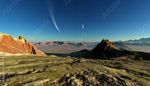 Martian landscape at twilight