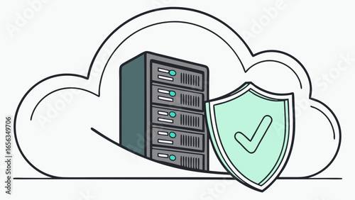 Secure Cloud Server with Shield and Checkmark.