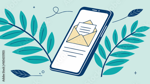 Smartphone Displaying Email with Open Envelope Illustration 1.