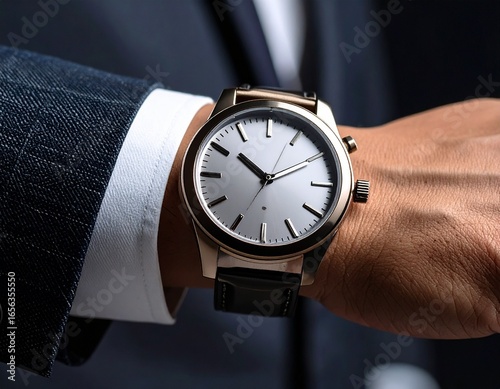 Classic men’s wristwatch closeup