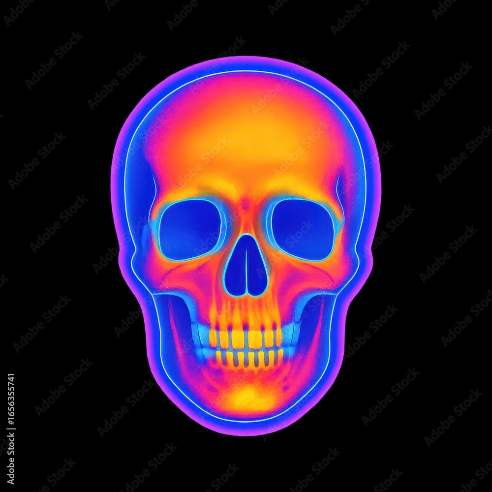 Fototapeta premium Vibrant psychedelic skull illustration.
