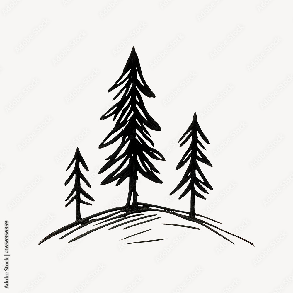 Obraz premium Minimalist sketch of pine trees.