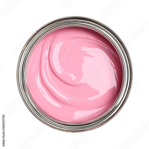 Pink paint in a metal can top view