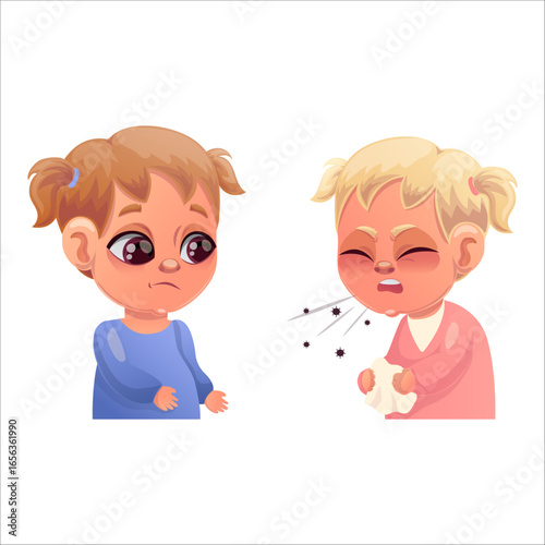 Vector illustration of a sick child