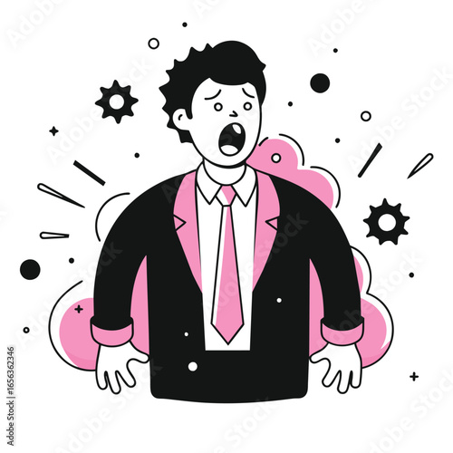  sadly fearful business illustration of a man  