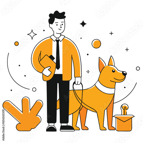  man with dog business illustration of a man  
