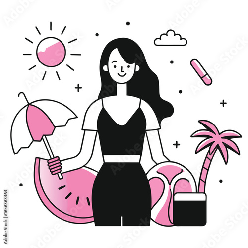 Modern Woman Lifestyle Flat Vector Illustration