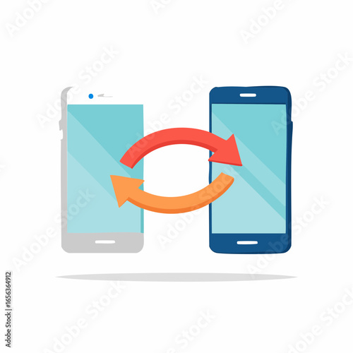 Two Mobile Phones Transferring Data