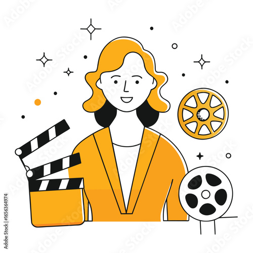 movie time business illustration of a woman 