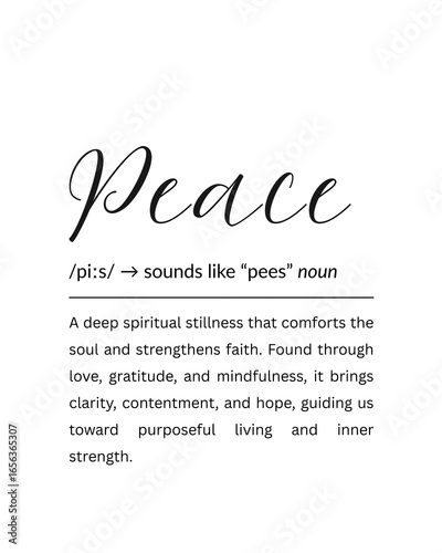 Peace Definition – Printable Wall Art, Minimalist Dictionary Print, Inspirational Home Decor, Spiritual Quote Poster, Gift for Friend, Digital Download