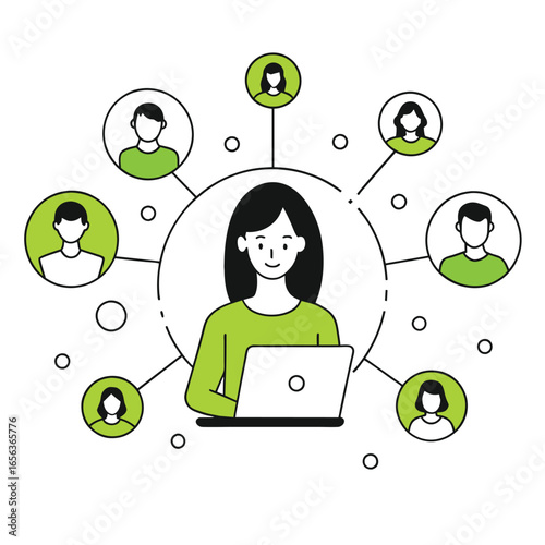 social networks business illustration woman