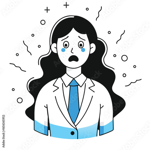 sadly surprised business illustration of a woman