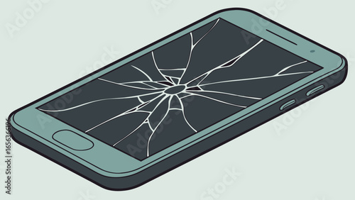 Broken Smartphone Display with Shattered Screen.