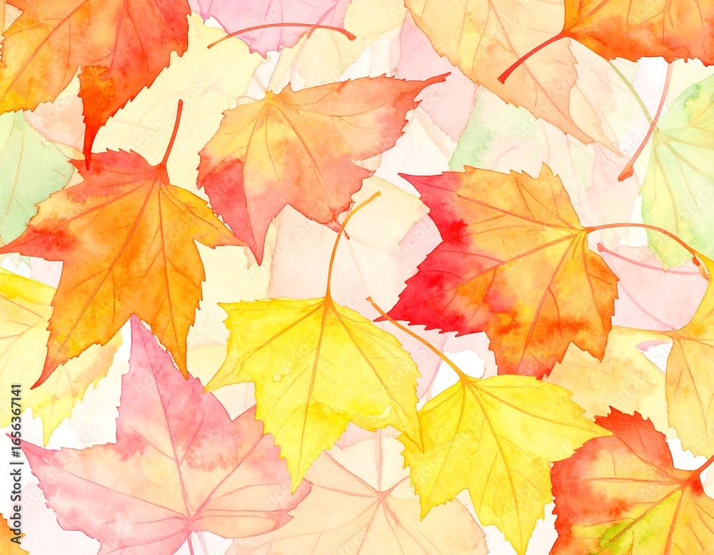 Fototapeta premium Watercolor autumn leaves