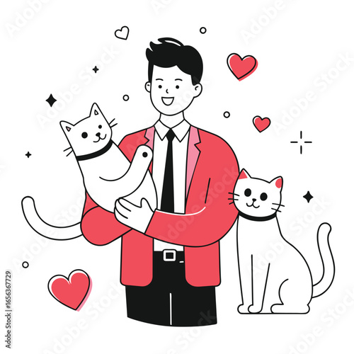 Businessman with Cat – Work Life Balance Concept