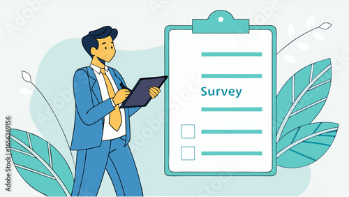 Businessman Completing a Survey Form.