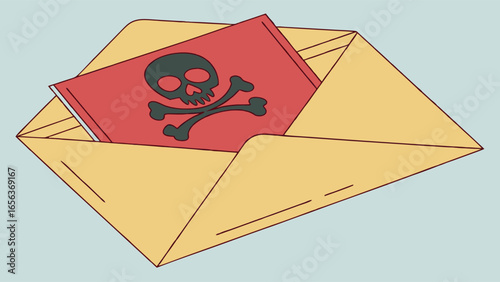 Envelope Containing a Warning Letter with Skull and Crossbones.