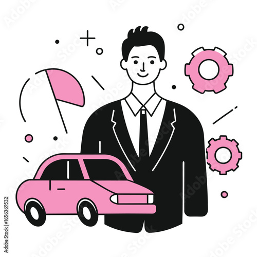 Businessman with Car Automobile Industry Concept