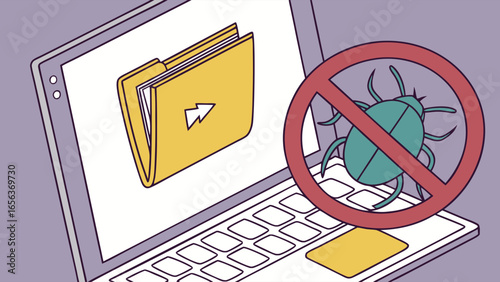 Folder Protected from Malware on Laptop Screen.
