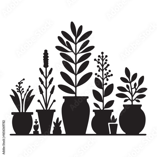 Abstract Plant in Pot Silhouette