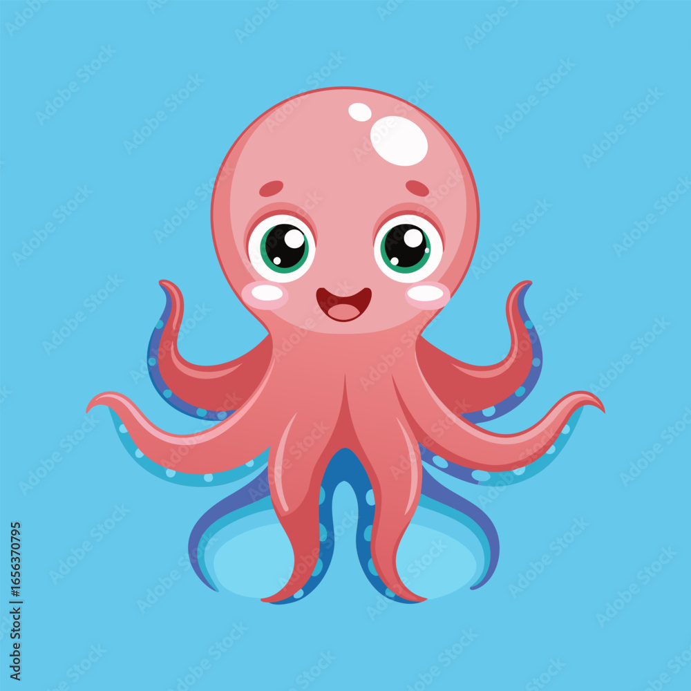 Fototapeta premium Adorable Cartoon Octopus Illustration