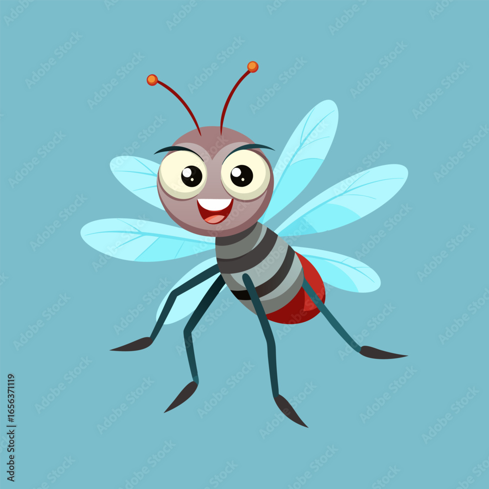 Fototapeta premium Cheerful Cartoon Mosquito Illustration